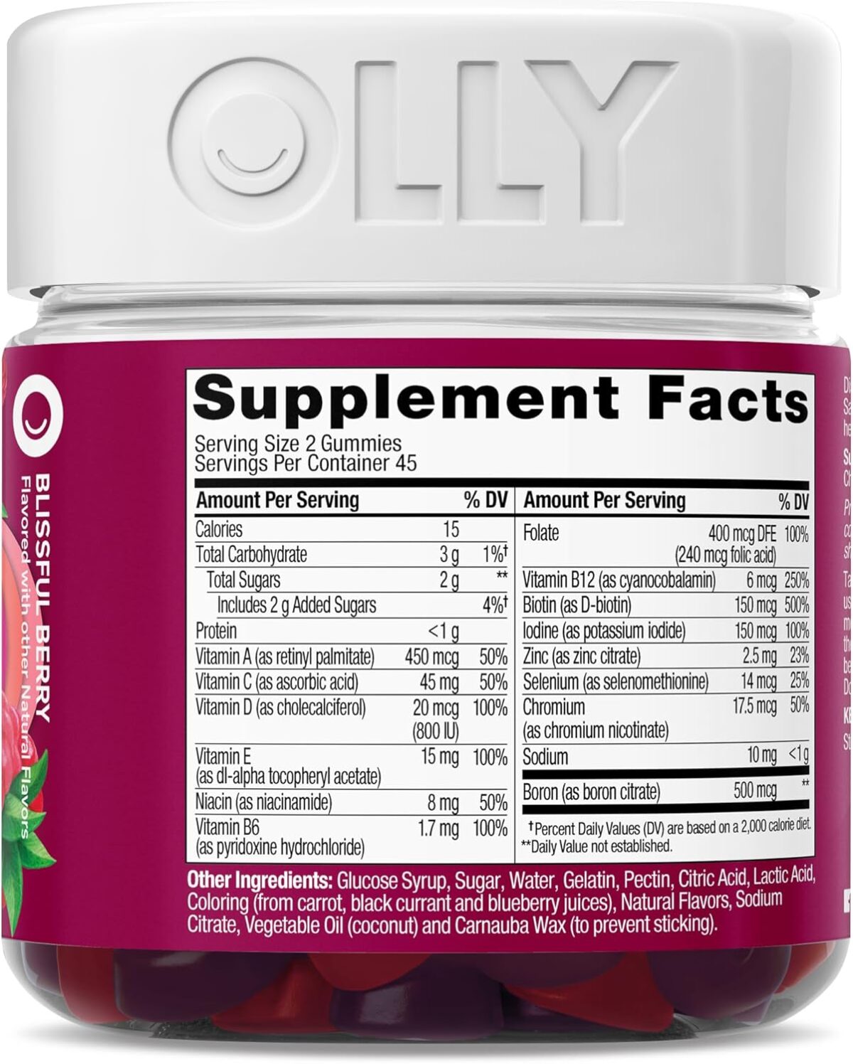 OLLY Women's Multivitamin Gummy, Vitamins A, D, C, E, Biotin, Folic Acid, Adult Chewable Vitamin, Berry Flavor, 45 Day Supply - 90 Count - Image 9