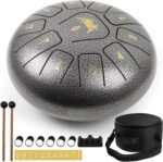 AKLOT Steel Tongue Drum 10 Inches 11 Notes - Percussion Instruments - HandPan Tank Drum C Key with Drum Mallets Stickers Finger Picks and Gig Bag - Image 8