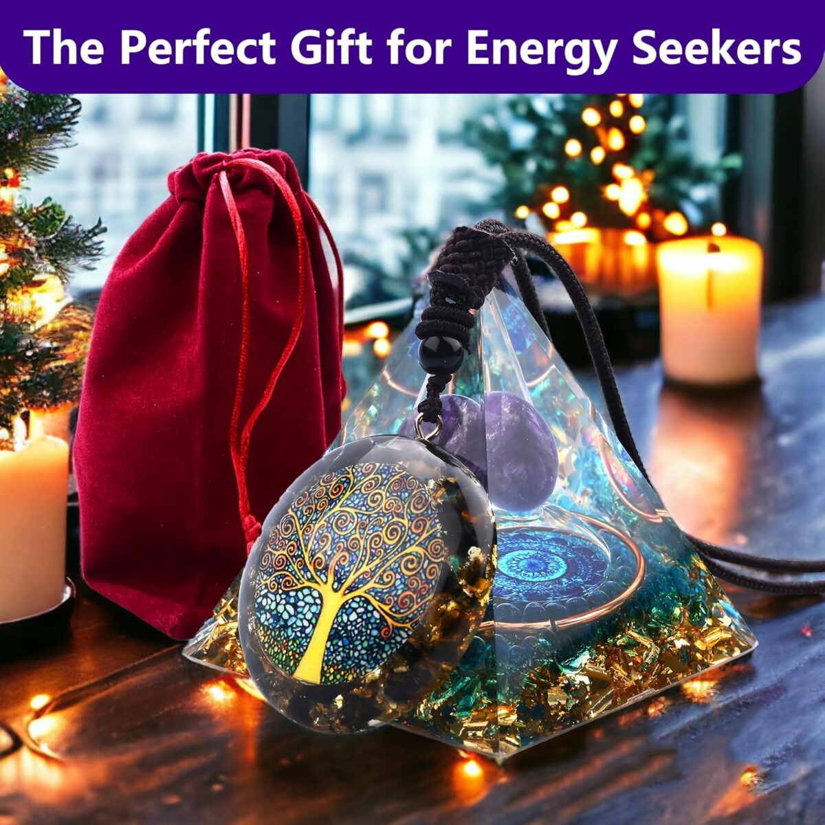 Zurligi Orgone Pyramid for Positive Energy, Tree of Life Amethyst & Citrine Chakra Orgonite Healing Crystal Pyramid for Wealth Success Lucky Meditation Sleep & Spiritual Gifts - Image 7