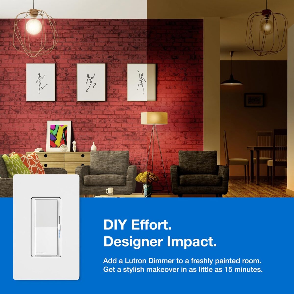 Lutron Diva Smart Dimmer Switch Kit for Caseta Smart Lighting, w/ Smart Hub, Pico Remote, & Pedestal, Works with Alexa, Apple Home, and Google Home, 3 Way, 150W, No Neutral Req, DVRF-BDG-1D-A - Image 10