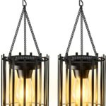 KOOPER Solar Lanterns Outdoor Waterproof, Upgraded Bright Hanging Solar Lights Outdoor Lantern, Metal Outdoor Solar Lanterns Decorative, Hanging Solar Lantern Lights for Yard Patio Garden Decor 2 Pack