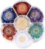 CrystalTears 7 Chakra Crystal Stones Natural Reiki Healing Crystals Gemstones with Engraved Chakra Symbol Tumbled Polished Chakra Stone Kit for Meditation Crystal Therapy Gift for Christmas