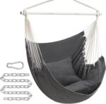 SONGMICS Hammock Chair, Load Capacity 500 lb, Hanging Chair with 2 Cushions, Large Hammock Swing with Chain and Pocket, for Indoor, Outdoor, Living Room, Bedroom, Slate Gray UGDC197G02 - Image 2