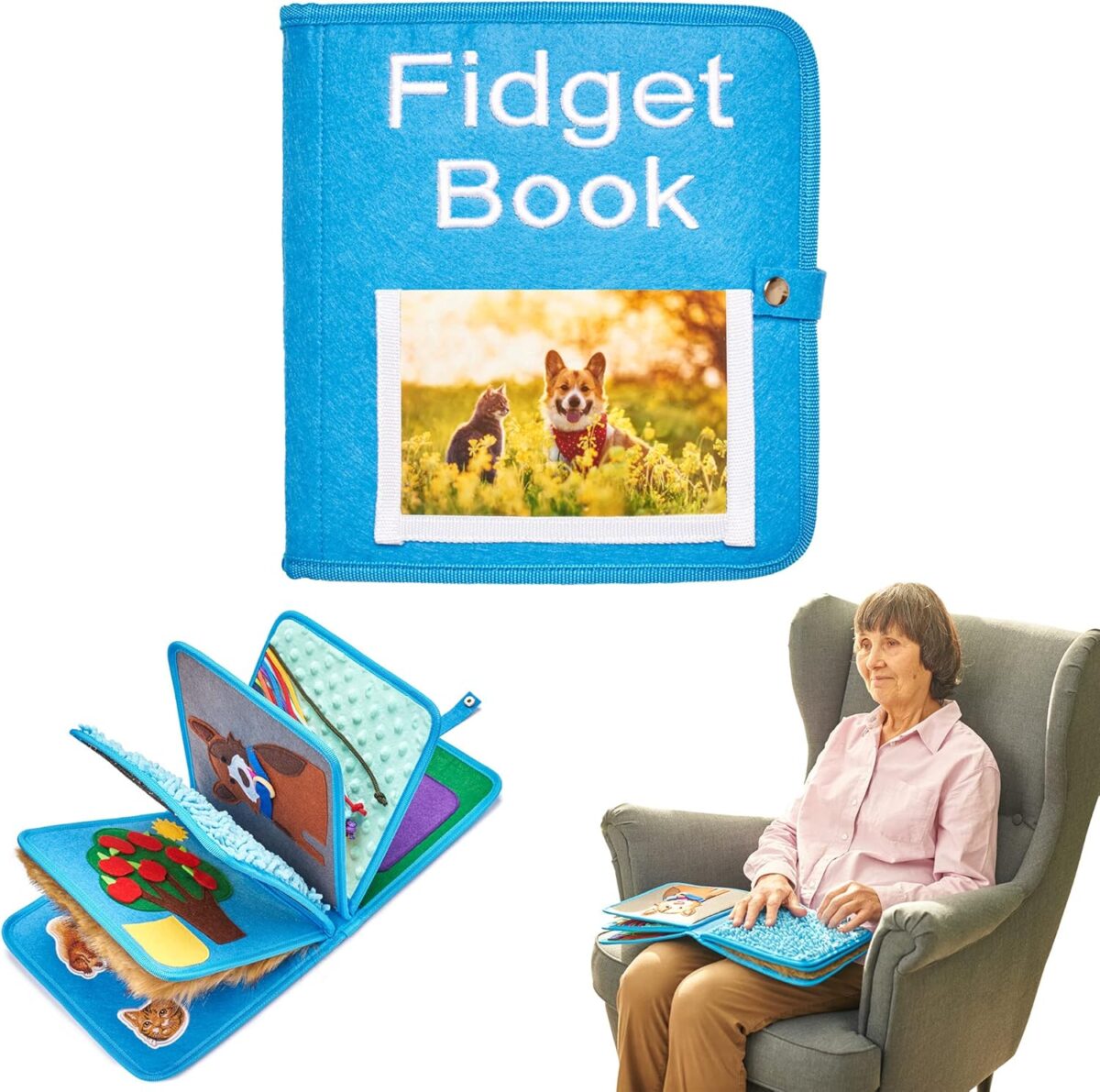Fidget Book for Elderly | Fidget Blanket for Dementia | Dementia Products for Elderly | Gift and Activities for Seniors with Alzheimer’s or Dementia | Sensory Fidget Toys - Image 1