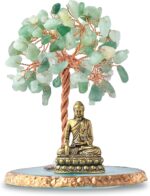 Buddha Statue with Healing Crystal Tree, Tree of Life for Positive Energy. Home Decor Yoga Meditation. Green.(B) - Image 3