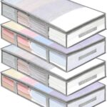 4 Packs Under Bed Storage Containers Bins, Humid-Proof Plastic Underbed Storage Bins, Closet Organizers and Clothes Storage Bags, Under the Bed Blanket Storage with Handles for Clothes,Bedroom