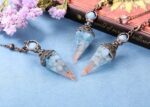 Jovivi Healing Crystal Pendulums for Dowsing Divination 6 Facted Hexagonal Pointed Cone Resin Chip Stones Reiki Wicca Spritual Gemstone Chakra Energy Pendant with Chain - Image 3