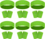 18 Pcs Sweatbands Headband Wristband Set Colorful Striped Terry Cloth Sports Athletic Gym 80s Sweat Headbands