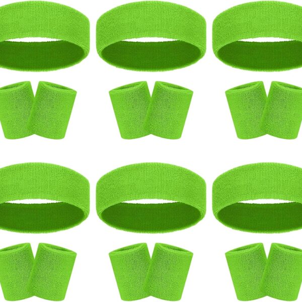 18 Pcs Sweatbands Headband Wristband Set Colorful Striped Terry Cloth Sports Athletic Gym 80s Sweat Headbands