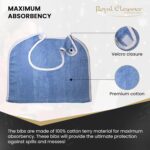 Elaine Karen 3 Pack Premium Adult Bibs - bibs for adults Men, Women; Eating Cloth for Elderly Seniors and Disabled, Adjustable, Terry bib Clothing Protectors, Machine Washable, Blue - Image 4