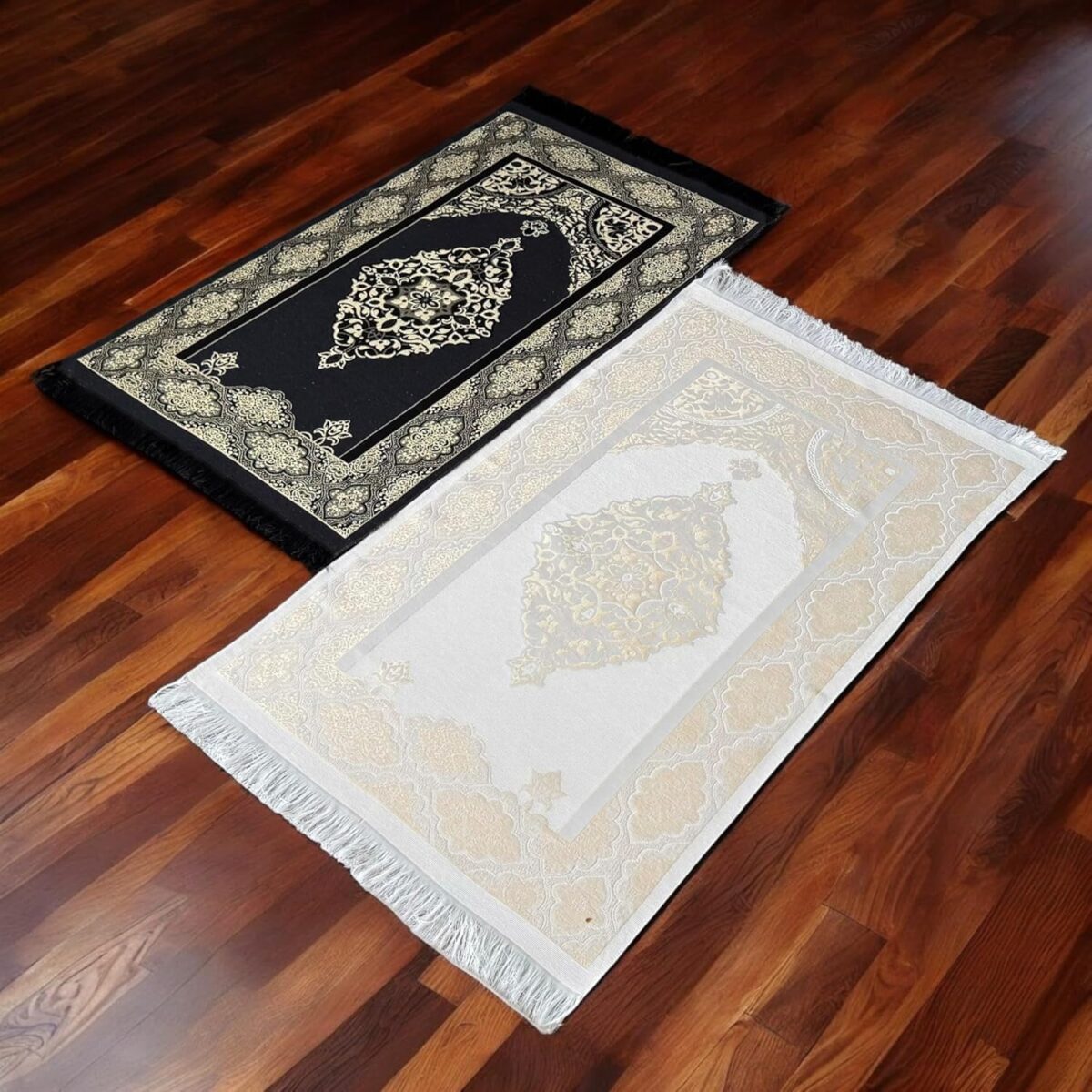 SAIKA Muslim prayer rug, Two Prayer mats and Prayer Beads with Kaaba Design Cylinder Gift Box,Islamic Gifts, Janamaz, Sajadah - Image 7