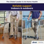 Drive Medical 10210-1 2-Button Folding Walker with Wheels, Rolling Walker, Front Wheel Walker, Lightweight Walkers for Seniors and Adults Weighing Up To 350 Pounds, Adjustable Height, Silver - Image 2