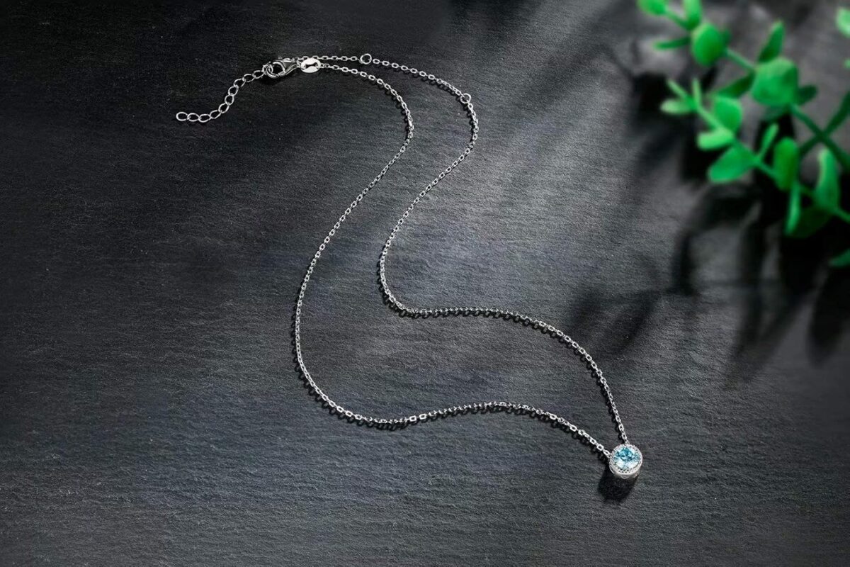 Presentski Birthstone Necklace for Women Sterling Silver 925 Solitaire Pendant Dainty Necklace Birthday Gifts for Women Birthstone Necklaces for Mom - Image 3