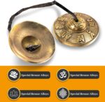 Boao Tibetan Tingsha Cymbals Meditation Chime Bells with Tibetan Drawstring Cloth Bag, 6.3 cm Meditation Chime Bells, for Percussion Instrument(Om Mane Padme Hum Symbols Embossed) - Image 3