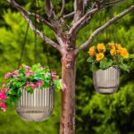 Maxcheck 4 Pcs Self Watering Hanging Planters Indoor 6.5'' 4.5'' Hanging Flower Pots Baskets Outdoor Self Watering Hanging Plant with 3hooks Drainage Holes for Home(Gray) - Image 5