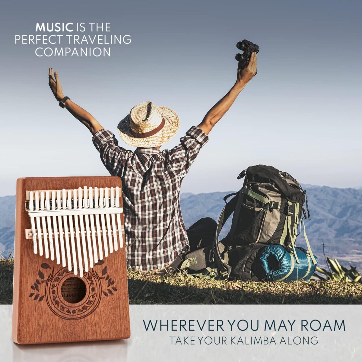 Kalimba 17 Key Thumb Piano, Portable Mahogany Mbira Finger Piano with Instruction, Carrying Bag, Tune Hammer, Holiday Gift for Kids & Adults, Light Brown - Image 8