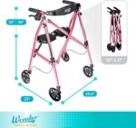 Stander Wonder Rollator, Lightweight Folding Space Saver Mobility Rolling Walker for Seniors and Adults, 6-inch Wheels, Locking Brakes, and Padded Seat with Backrest, Regal Rose - Image 3
