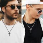 Romass 2 Pcs Cross Necklace for Men,Stainless Steel Pendant Silver Black Crosses Chain Jewelry Gifts Box 16-30 inches - Image 2