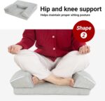HOMBYS Meditation Cushion Foam Meditation Pillows for Sitting on Floor, Large Yoga Pillow for Adult, Meditation Mat with 2 Knee Cushions and Hip Support-3 Shapes for Different People-Supportive - Image 3