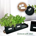 Herb Planter Indoor - Set of 3 Black Indoor Herb Garden Pots for Plants with Leather Handled Tray - Window Sill Plant Shelf - Pots with Drainage Holes and Labels - Image 5