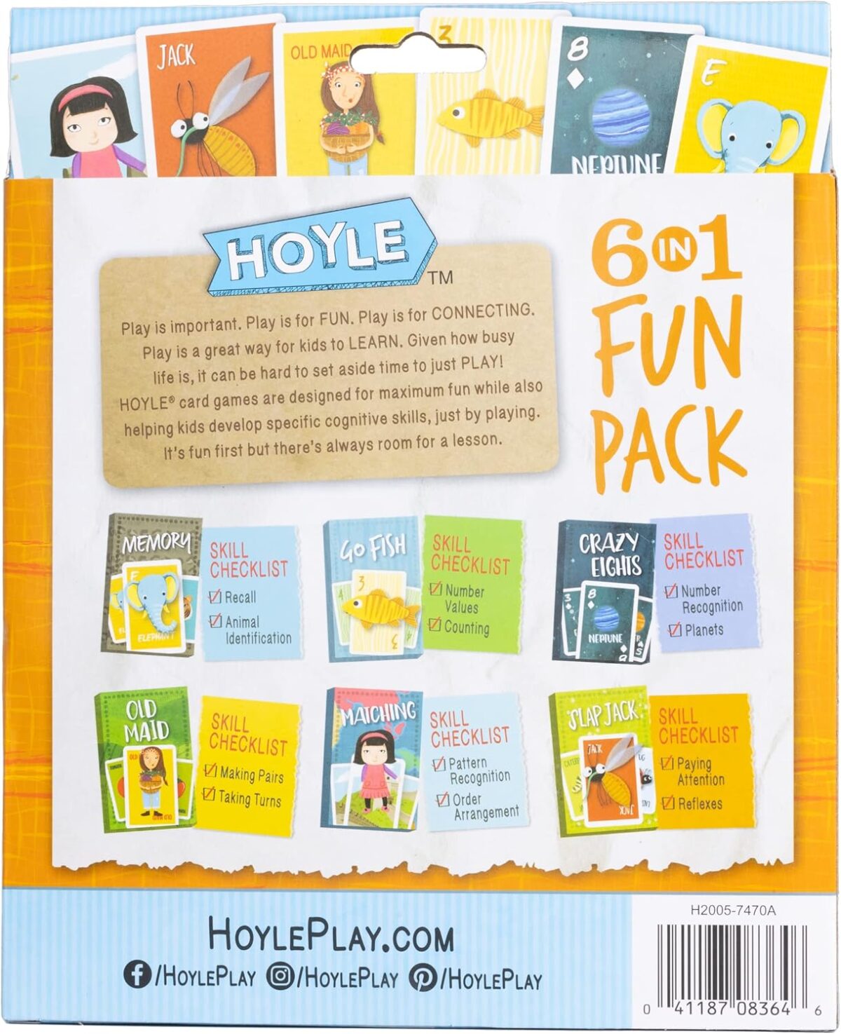 Hoyle 6 in 1 Kids Playing Cards Multi Game Pack, 6 Fun Games in 1 (Ages 3+) - Image 2