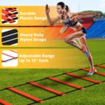 Yes4All Agility Ladder Speed Training Equipment Set - 1 Adjustable Agility Ladder, 12 Soccer Cones, 5 Hurdles, Jump Rope, Running Parachute - Speed & Agility Training Equipment for All Ages - Image 5