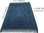 Prayer Rug Muslim Mat Islamic - Thick Large Padded Sajadah for Kids Men Women with Islam Prayer Beads for Eid Travel Ramadan, Soft Luxury Great for Knees and Forehead(Green) - Image 2