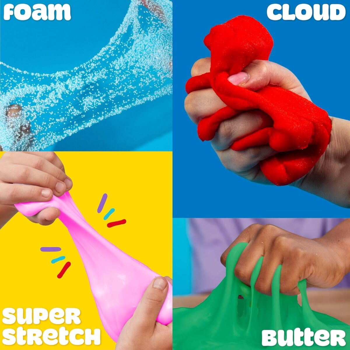 Play-Doh 6 Variety Compounds–Super Stretch, Play Foam, Butter, Cloud Dough for Kids, Sensory Dough, Kit, Gifts for Kids, Popular Kids Toys, Party Favors for Kids 8-12, Compound Packs - Image 2