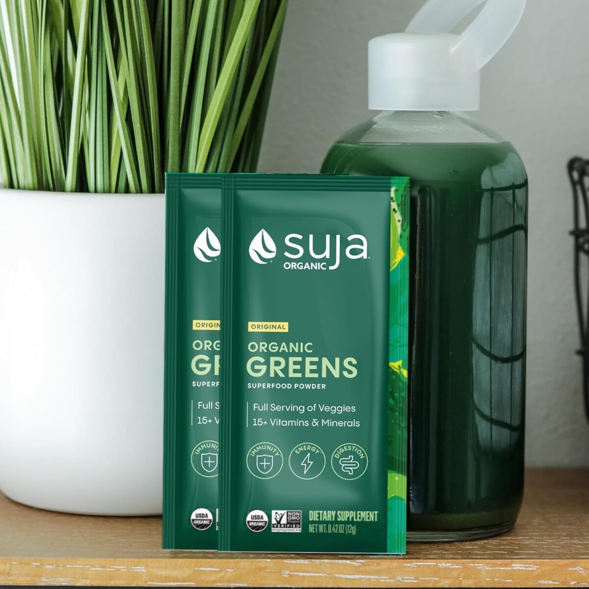 Suja Organic Greens Powder Probiotic Blend, Spirulina, Daily Superfood Drink or Smoothie Mix for Immune Support, Digestion, & Energy, Vegan, Gluten Free, Non GMO, 10 Servings - Image 7