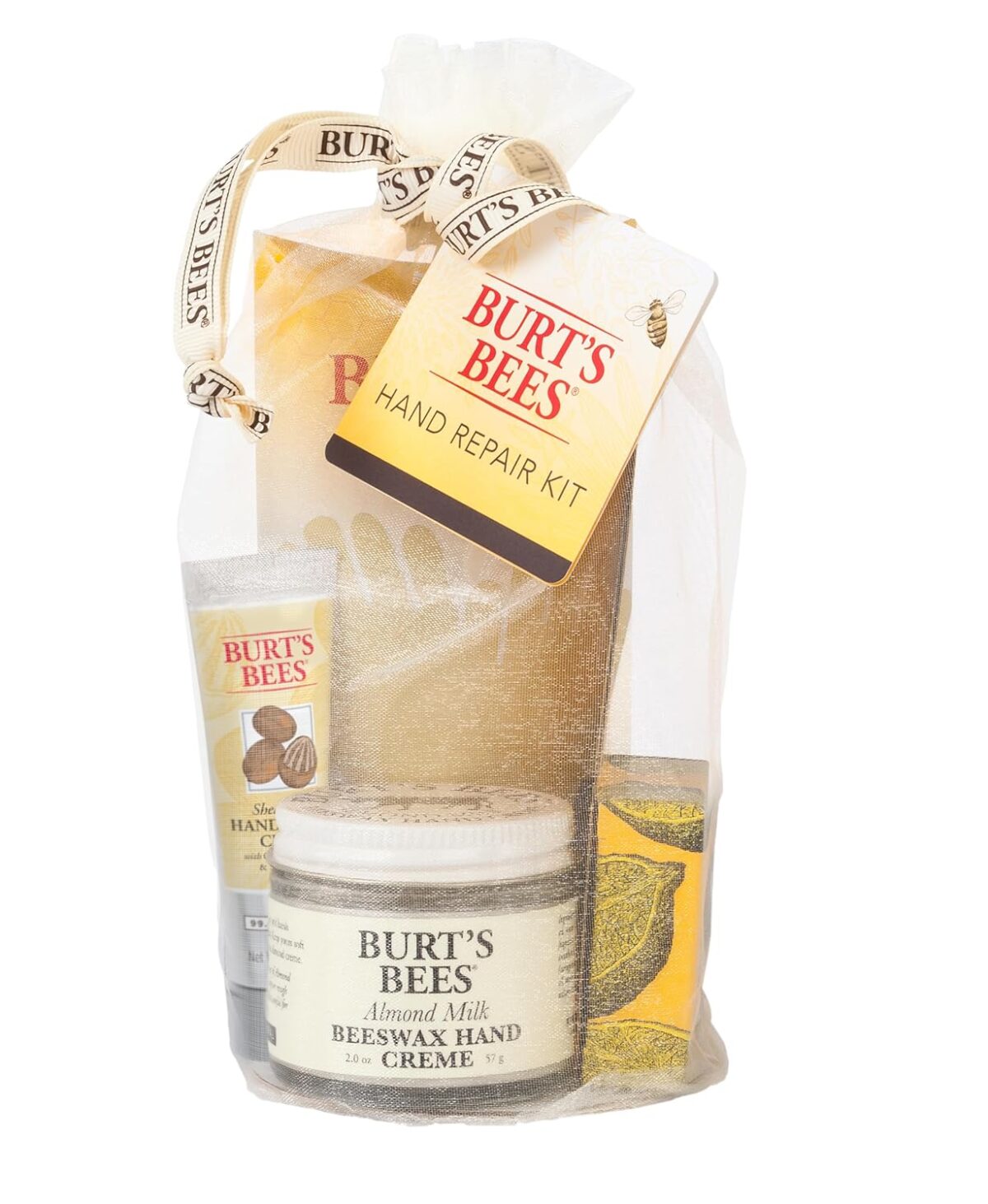 Burt's Bees Gifts Ideas - Hand Repair Set, 3 Hand Creams plus Gloves - Almond Milk, Lemon Butter Cuticle Cream, Shea Butter Repair - Image 1