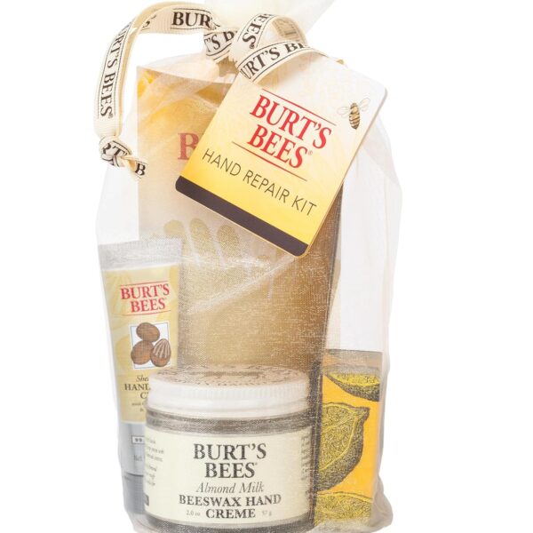 Burt's Bees Gifts Ideas - Hand Repair Set, 3 Hand Creams plus Gloves - Almond Milk, Lemon Butter Cuticle Cream, Shea Butter Repair