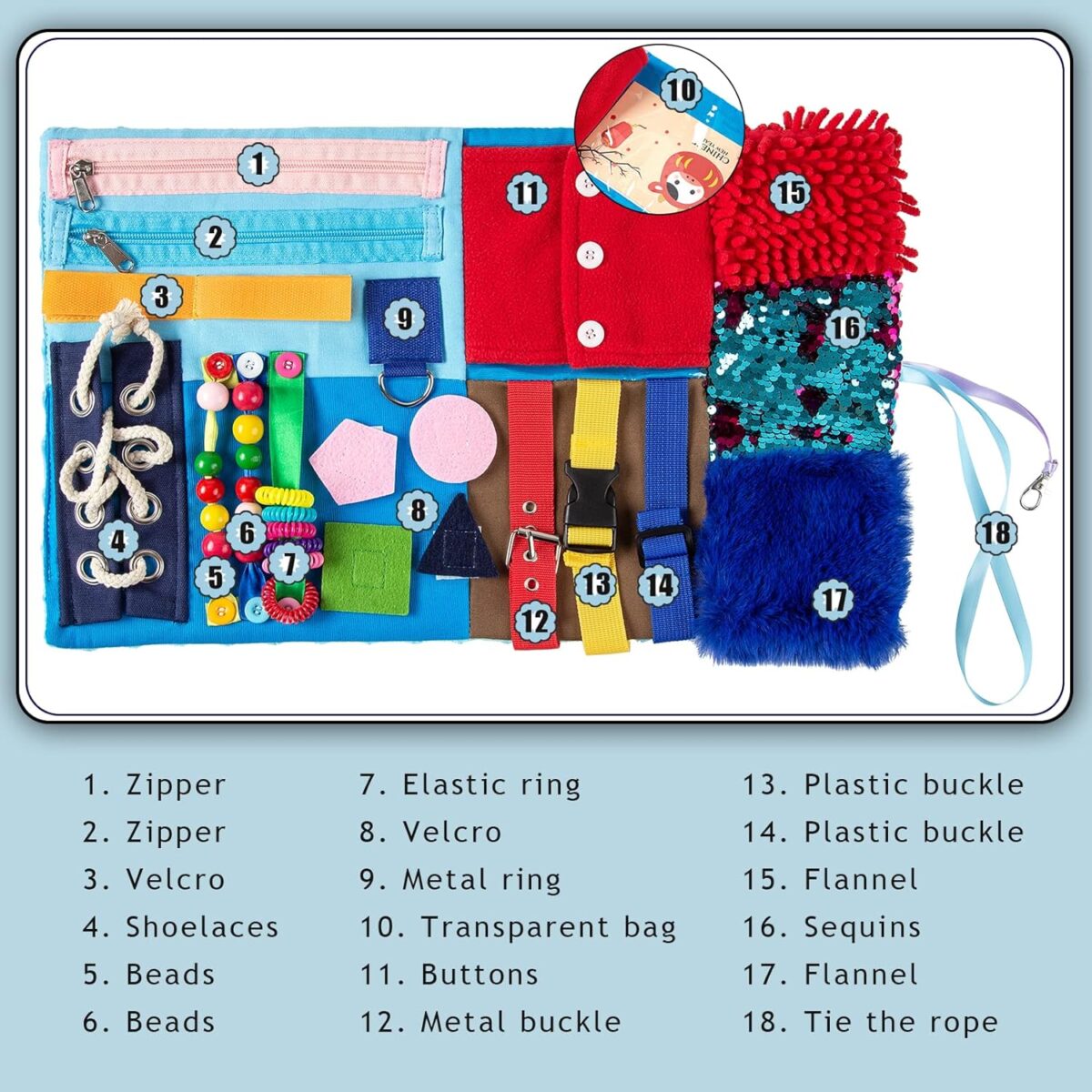 Fidget Blanket for Elderly, Dementia Alzheimers Products, Sensory Blanket Memory Loss Fidget Toys, Autistic Activities Pad, Anxiety Relief Improves Mental Stimulation - Image 6