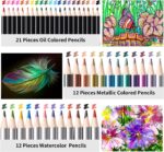 PRINA 81 Drawing Set Sketching Kit, Pro Sketch Stuff Art Supplies with Rainbow, Colored, Graphite, Watercolor, Metallic, Charcoal Pencils, Sketchbook, Coloring Book, Gift Case for Artists Adults Kids - Image 4