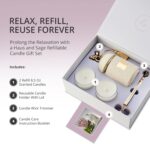 Scented Candles for Home Luxury Candle Gift Set - Candle Holder + 2 x 8.5oz Soy Candle Refills + Wick Trimmer - 115 Hour Burn - Birthday Gifts for Women - Centerpiece Decorations - 4 pcs - Image 2