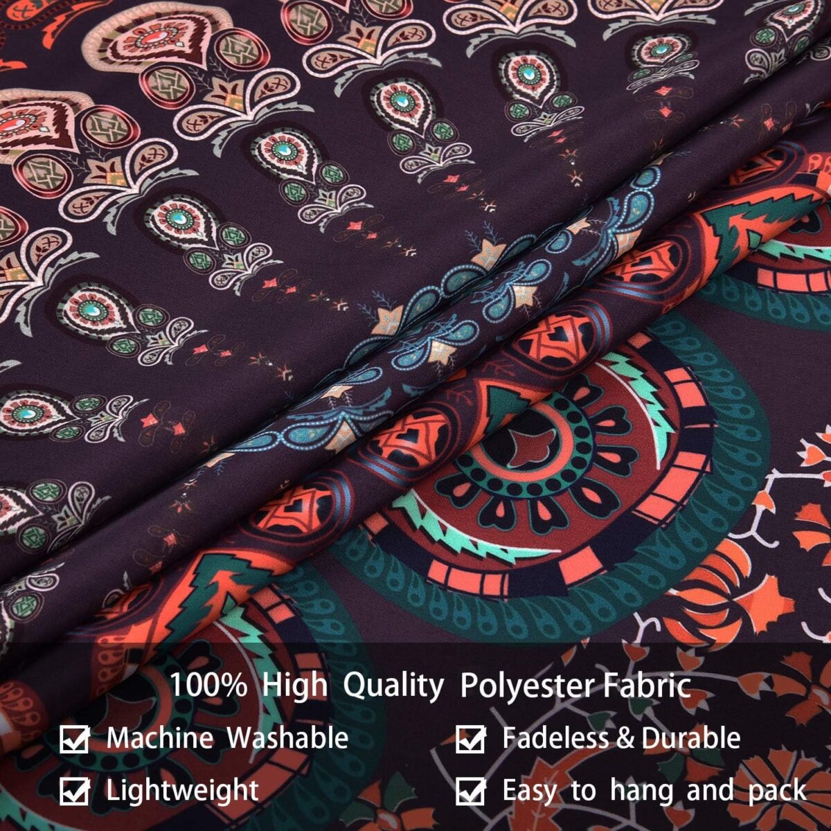 Lyacmy Bohemian Mandala Tapestry Hippie Tapestries Psychedelic Peacock Boho Tapestry Wall Hanging for Bedroom(51.2 x 59.1 inches) - Image 5