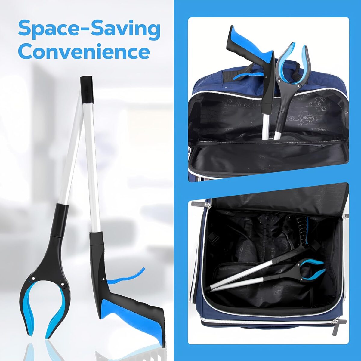 Grabber Reacher Tool - 32” Extra Long Foldable Gripper and Reaching Tool - Heavy Duty Pick Up Stick Grabbers for Seniors, Trash, Surgery Recovery Must Haves Gifts (Blue) - Image 6