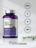 Horbäach Black Elderberry | 3000mg Capsules | 300 Count | Non-GMO, Gluten Free | Sambucus Supplement - Image 5