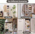 StorageWorks 6-Shelf Closet Organizers, Two 3-Shelf Separable Hanging Shelves for Closet, 12" D x 12" W x 48 3⁄4" H, Mixing of Beige, White & Ivory - Image 5