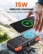 SOARAISE Solar Charger 25000mAh Wireless Portable Charger, 20W Fast Charging Power Bank with Built-in 3 Cables, PD QC 3.0 Phone Battery Pack with 4 Solar Panels & Flashlights for Camping - Image 6