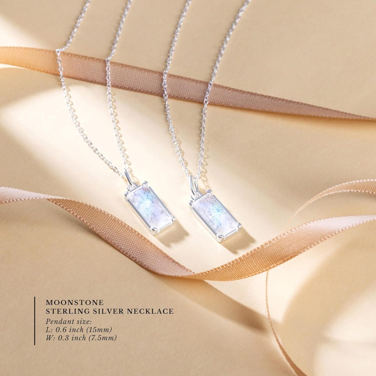 HOPE LOVE SHINE New Beginnings Rainbow Moonstone Sterling Silver Necklace for Women - Image 3