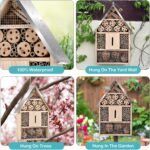 Wooden Mason Insect Bee Butterfly House,Insect Hotel,an Outdoor Hanging Bamboo Habitat for Bee Butterfly Ladybugs Live,Bee Box,Butterfly Habitat for Garden,9 x 15.7 x 2.5 Inch - Image 5