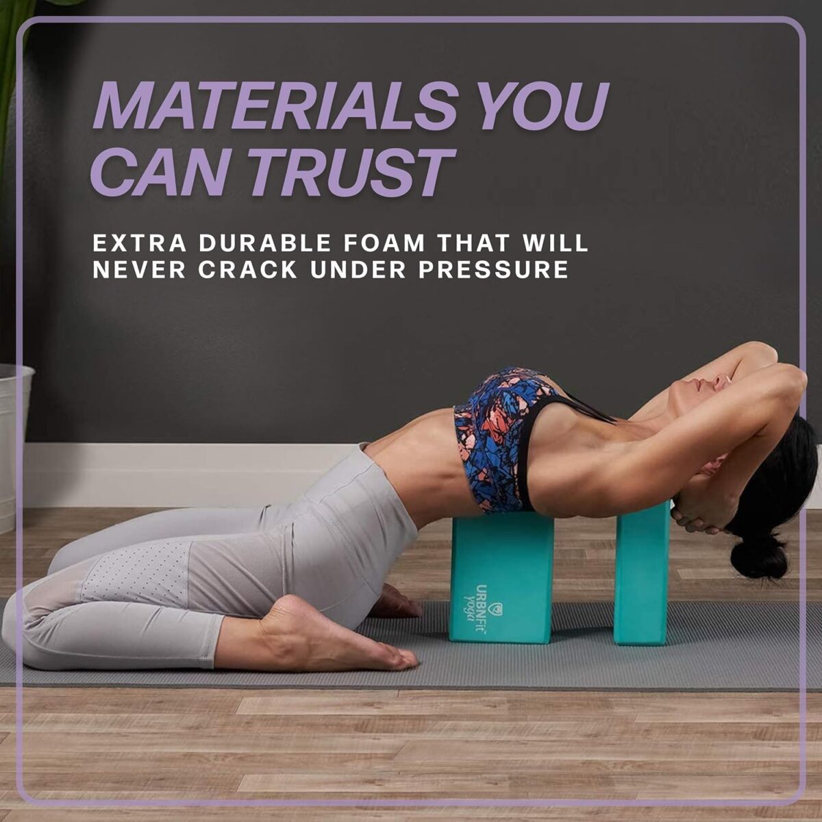 URBNFit Yoga Blocks 2 Pack - Sturdy Foam Yoga Block Set with Strap for Exercise, Pilates Workout, Stretching, Meditation, Stability - High Density Non Slip Brick, Fitness Accessories - Image 5