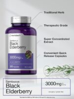 Horbäach Black Elderberry | 3000mg Capsules | 300 Count | Non-GMO, Gluten Free | Sambucus Supplement - Image 3
