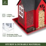 Kingsyard Bird Feeder House for Outside, Metal Mesh Wild Bird Feeder with Triple Feeders for Finch Cardinal Chickadee, Large Capacity, Weatherproof and Durable, Red - Image 4