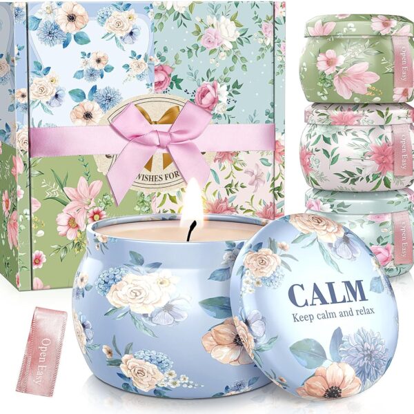 Scented Candles Set, 17.6 oz 4 Pack Home Scented Candles, 100-120 Hours Candle Present for Men and Women, Scented Candles for Birthday, Mother’s Day Presents