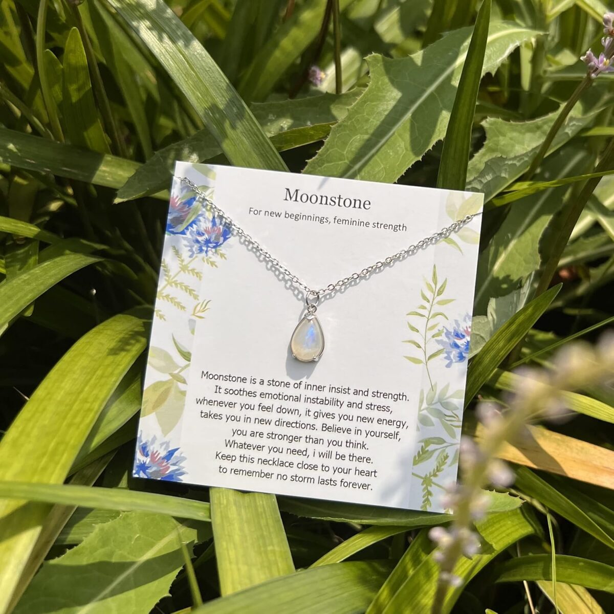 New Beginning Moonstone Sterling Silver Necklace for Women, Divorce Gifts for Women, Healing gifts for her, New Job Gift, Minimalistic Moonstone Jewelry - Image 4