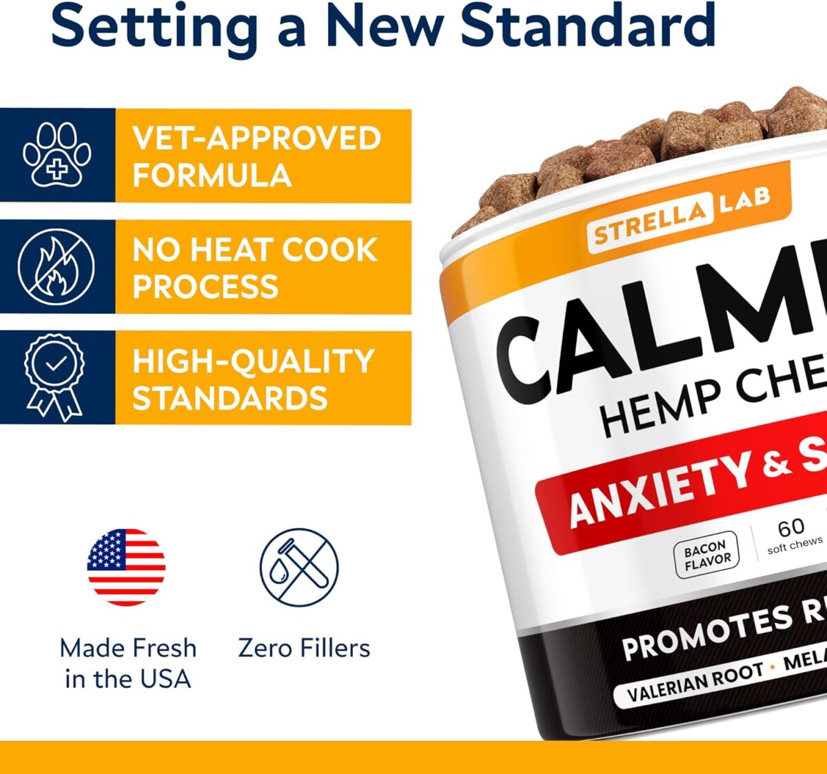 Hemp Calming Chews for Dogs - Dog Calming Treats - Anxiety Relief Treats - Dog Calming Chews - Stress - Sleep Calming Aid - Health & Wellness Supplements for Dog Separation Barking - 60 Treats - Image 5