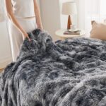 Bedsure Fluffy Throw Blanket Gifts for Women Men, Soft Fleece Sherpa Cozy Fuzzy Plush Warm Minky Thick Faux Fur Throw for Couch, Bed, Home Living Room Decor Spring Blanket Gifts for Mom Dad, Grey - Image 7