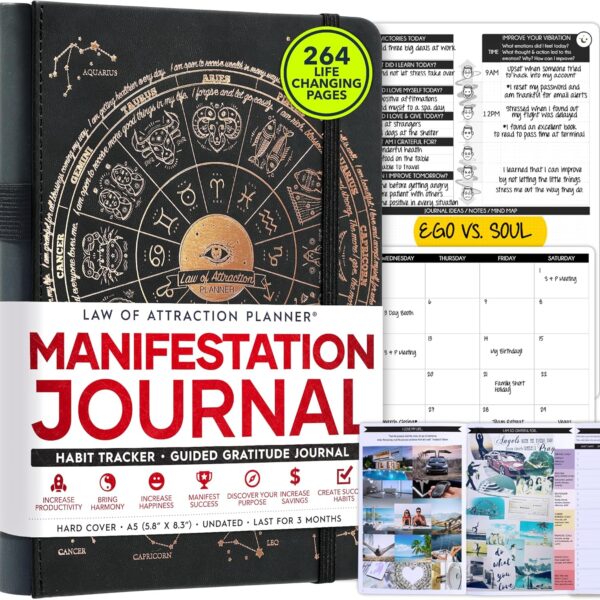 Daily Self Care and Manifestation Journal - A 5 Minute Journal, A 90 Day Planner Journey, Creating Your Dream Life, Vision Board, Guided Journal, & Personal Gratitude Journal, Undated Daily Planner