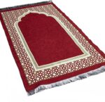 Modefa Turkish Islamic Prayer Mat - Thin Woven Chenille Sajjadah - Intricate Praying Rug Ramadan Eid Gift - Traditional Muslim Janamaz Sajada for Men Women - Geometric Selcuk Star (Red) - Image 4